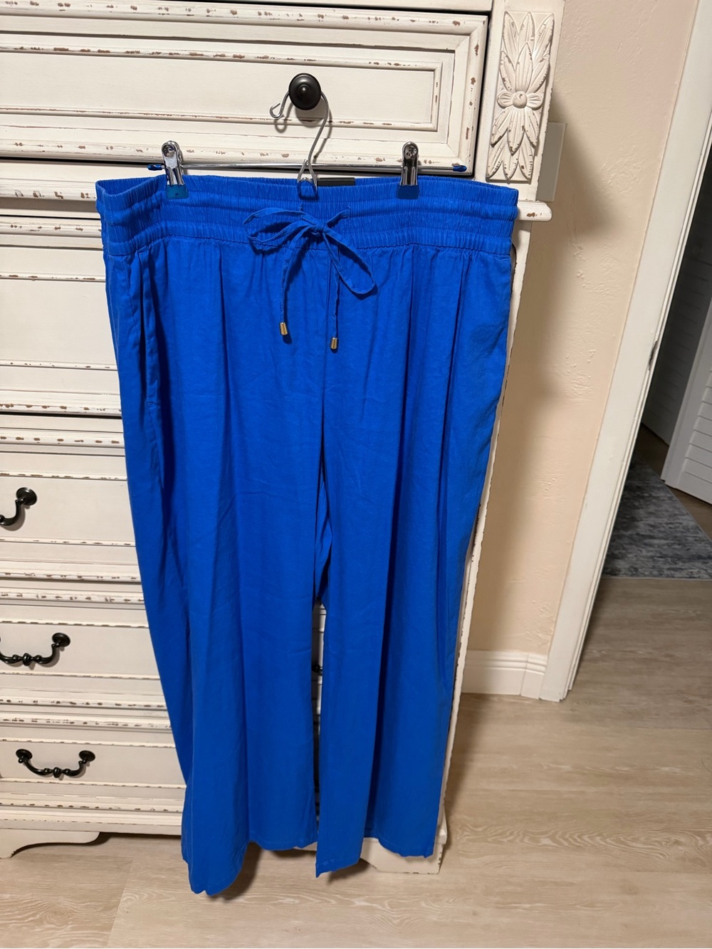 Macy's Wide-Leg Drawstring Pants in Royal Blue